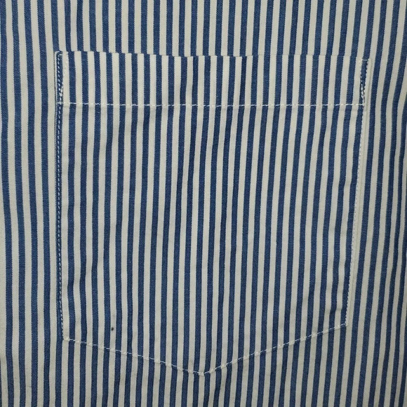American Eagle Outfitters Blue White Stripe Long Sleeve Button Down Shirt Men - Picture 9 of 15